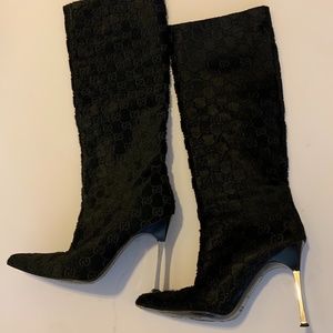 Gucci black horsehair boots size 37